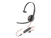 HP Poly Blackwire C3215 - Blackwire 3200 Series - headset - på örat - kabelansluten - USB-C, 3,5 mm kontakt - svart - Skype-certifierat, Cisco Jabber-certifierad, Avaya-certifierad 80S05A6