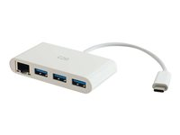 C2G USB C Hub with Ethernet - 3-Port USB Hub - Hubb - 3 x SuperSpeed USB 3.0 + 1 x USB-C + 1 x 1000Base-T - skrivbordsmodell 29746