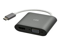 C2G USB C to HDMI & VGA Dual Monitor Adapter - 4K 30Hz - White - Videokort - USB-C hane vändbar till HDMI, 15 pin D-Sub (DB-15) hona - vit - stöd för 4K C2G29831
