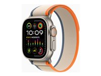 Apple Watch Ultra 2 - 49 mm - titanium - älykello kanssa Trail-ranneke - nailonkudos - oranssi/beige pannan koko: S/M - 64 Gt - LTE, Wi-Fi, Bluetooth, UWB - 4G - 61.4 g MRF13KS/A