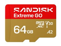 SanDisk Extreme Go - Flash-minneskort - 64 GB - A2 / Video Class V30 / UHS-I U1 - microSDHC UHS-I SDSQXGN-064G-GN6MN