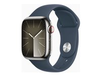 Apple Watch Series 9 (GPS + Cellular) - 41 mm - hopea ruostumaton teräs - älykello kanssa urheiluranneke - fluoroelastomeeri - myrskynsininen pannan koko: S/M - 64 Gt - Wi-Fi, Bluetooth, UWB, LTE - 4G - 42.3 g MRJ23KS/A