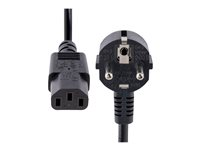 StarTech 1m (3ft) Computer Power Cord, 18AWG, EU Schuko to C13 Power Cord, 10A 250V, Black Replacement AC Cord, TV/Monitor Power Cable, Schuko CEE 7/7 to IEC 60320 C13 Power Cord - PC Power Supply Cable (713E-1M-POWER-CORD) - Strömkabel - power CEE 7/7 (P) vinklad till power IEC 60320 C13 - AC 250 V - 10 A - 1 m - formpressad - svart - Europa 713E-1M-POWER-CORD
