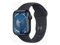 Apple Watch Series 9 (GPS + Cellular) - 41 mm - alumiini keskiyö - älykello kanssa urheiluranneke - fluoroelastomeeri - keskiyö pannan koko: S/M - 64 Gt - Wi-Fi, Bluetooth, UWB, LTE - 4G - 32.1 g MRHR3KS/A