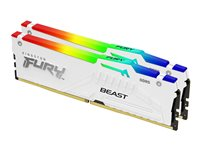 Kingston FURY Beast RGB - DDR5 - pakkaus - 32 Gt: 2 x 16 Gt - DIMM 288 nastaa - 6000 MHz / PC5-48000 - CL30 - 1.4 V - puskuroimaton - on-die ECC - valkoinen KF560C30BWEAK2-32