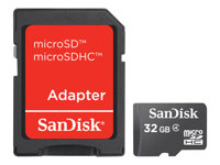 SanDisk - Flash-muistikortti (sovitin microSDHC:stä SD:hen sisältyvä) - 32 Gt - Class 4 - microSDHC - musta SDSDQB-032G-B35