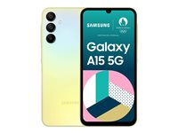 Samsung Galaxy A15 5G - 5G pekskärmsmobil - dual-SIM - RAM 4 GB / Internminne 128 GB - microSD slot - OLED display - 6.5" - 2340 x 1080 pixlar (90 Hz) - 3 st. bakre kameror 50 MP, 5 MP, 2 MP - front camera 13 MP - gul SM-A156BZYDEUB