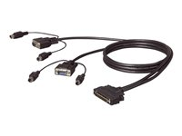 Belkin OmniView Dual Port Cable, PS/2 - Tangentbords-/video-/muskabel - PS/2, HD-15 (VGA) (hane) till DB-25 (hane) - 4.6 m - formpressad - för Belkin Titan LCD Rack Console with PRO3, Widescreen Rack-Mount Console with PRO3 F1D9400-15