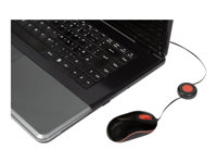 Targus Compact Laptop - Mus - höger- och vänsterhänta - optisk - 3 knappar - kabelansluten - USB - svart, röd AMU7521EU