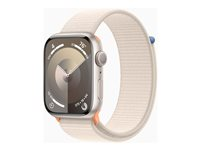 Apple Watch Series 9 (GPS) - 45 mm - alumiini tähtitaivas - älykello kanssa urheiluranneke - pehmeä kaksikerroksinen nailon - tähtivalo - 64 Gt - Wi-Fi, Bluetooth, UWB - 38.7 g MR983KS/A