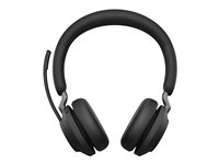 Jabra Evolve2 65 MS Stereo - Kuulokkeet + mikrofoni - korvien päällä - Bluetooth - langaton - USB-C - melua vaimentava - musta - sekä latausalusta - sertifioitu Microsoft Teamsille 26599-999-889