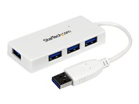 Startech Bärbar SuperSpeed mini USB 3.0-hubb med 4 portar - Vit - Hubb - 4 x SuperSpeed USB 3.0 - skrivbordsmodell - för P/N: FCREADMICRO3, MSDREADU2OTG, MSDREADU3CA ST4300MINU3W