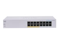 Cisco Business 110 Series 110-16PP - Kytkin - hallitsematon - 8 x 10/100/1000 (PoE) + 8 x 10/100/1000 - telineeseen asennettava, työpöytä, seinään asennettava - PoE (64 W) CBS110-16PP-EU