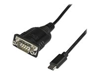 StarTech USB C to Serial Adapter Cable with COM Port Retention, 16" (40cm) USB Type C to RS232 (DB9) Serial COM Port Converter Cable, For PLCs, Scanners, Printers, Windows/macOS/Linux - Up to 921.6 Kbps Baud (ICUSB232PROC) - USB / seriell kabel - DB-9 (hane) till USB-C (hane) - 40 cm - svart ICUSB232PROC