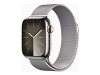 Apple Watch Series 9 (GPS + Cellular) - 41 mm - hopea ruostumaton teräs - älykello kanssa milanese loop - 64 Gt - Wi-Fi, Bluetooth, UWB, LTE - 4G - 42.3 g MRJ43KS/A