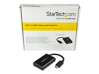 Startech USB C till HDMI 2.0-adapter med strömförsörjning - videokonverterare USB Type-C till HDMI-skärm för 4K vid 60 Hz - port som ger strömförsörjning på 60 W för direktladdning - Thunderbolt 3-kompatibel - svart - Videokort - USB-C hane till HDMI, USB-C (enbart ström) hona - svart - USB Power Delivery (60W), 4K60 Hz (4096 x 2160) stöd CDP2HDUCP