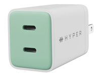 Targus HyperJuice - Strömadapter - GaN - 45 watt - 2 utdatakontakter (2 x USB-C) - snorkelblå - Europa HJ1201BUEU