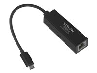 Vision TC-USBCETH/BL - Verkkosovitin - USB-C 3.1 - Gigabit Ethernet x 1 - musta TC-USBCETH/BL