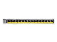 NETGEAR GS116LP - Kytkin - 16 x 10/100/1000 (PoE+) - työpöytä, telineeseen asennettava, seinään asennettava - PoE+ (76 W) - tasavirta GS116LP-100EUS