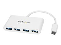 Startech USB C-hubb med 4 portar tillsammans med 4x USB A-portar (USB 3.0 SuperSpeed 5 Gbit/s) - Bussdriven via USB - Bärbar USB C- till USB A-adapterhubb för bärbar dator - USB 3.1 gen. 1/USB 3.2 gen. 1 Type-C-hubb - Vit - Hubb - 4 x SuperSpeed USB 3.0 - skrivbordsmodell HB30C4ABW