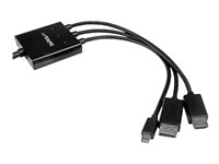 Startech 2m 6 ft HDMI, DisplayPort or Mini DisplayPort to HDMI Converter Cable - HDMI, DP or Mini DP to HDMI Adapter Cable (DPMDPHD2HD) - Videokort - HDMI, DisplayPort, Mini DisplayPort hane till HDMI, Mikro-USB typ B (endast ström) - 2 m - svart - stöd för 4K DPMDPHD2HD