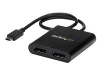 StarTech USB-C till DisplayPort-flerskärmsadapter - MST-hubb med 2 portar - DisplayPort-adapter - USB-C (hane) till DisplayPort (hona) - Displayport 1.2/Thunderbolt 3 - 38.6 m - USB-ström, 4K30 Hz (3840 x 2160) stöd, 2560 x 1600 (WQXGA)-stöd 60 Hz - svart - för P/N: BNDTB10GI, BNDTB210GSFP, BNDTB310GNDP, BNDTB410GSFP, BNDTB4M2E1, BNDTBUSB3142 MSTCDP122DP