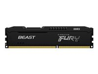 Kingston FURY Beast - DDR3 - moduuli - 4 Gt - DIMM 240-nastainen - 1866 MHz / PC3-14900 - CL10 - 1.5 V - puskuroimaton - non-ECC - musta KF318C10BB/4