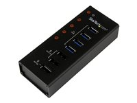StarTech.com USB 3.0-hubb med 4 portar plus 3 dedicerade USB-laddningsportar (2x 1A & 1x 2A) ? väggmonterbart metallhölje - Hubb - 4 x SuperSpeed USB 3.0 - skrivbordsmodell - för P/N: PEXUSB3S3GE, SVA12M5NA, USB312SAT3CB, USB315CB2M, USBLT1MWS, USBLTM1MBK, USBLTM1MWH ST4300U3C3