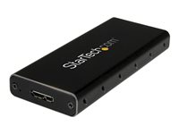 Startech M.2 SSD-kabinett för M.2 SATA SSD-enheter - USB 3.1 (10 Gbit/s) med USB-C-kabel - Förvaringslåda - M.2 - SATA 6Gb/s - USB 3.1 (Gen 2) - svart, silver - för P/N: TBLT3MM1MA, TBLT3MM2M, TBLT3MM2MA SM21BMU31C3