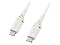 OtterBox Standard - USB-kabel - USB-C (hane) till USB-C (hane) - USB 2.0 - 3 A - 1 m - Strömförsörjningsstöd - molndammig vit 78-52672