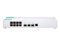 QNAP QSW-308-1C - Kytkin - hallitsematon - 2 x 10 Gigabit SFP+ + 1 x 10 Gigabit SFP+ yhdistelmä + 8 x 10/100/1000 - työpöytä QSW-308-1C