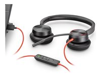 Poly Blackwire C5220 - Blackwire 5200 series - micro-casque - sur-oreille - filaire - Suppresseur de bruit actif - jack 3,5mm, USB-C - noir - Certifié pour Skype for Business, Certifié pour Microsoft Teams, Certifié Avaya, certifié Cisco Jabber 805H3A6
