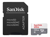 SanDisk Ultra - Flash-muistikortti (microSDXC to SD -adapteri sisältyvä) - 128 Gt - UHS-I / Class10 - microSDXC UHS-I SDSQUNR-128G-GN6TA