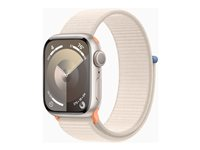 Apple Watch Series 9 (GPS) - 41 mm - alumiini tähtitaivas - älykello kanssa urheiluranneke - pehmeä kaksikerroksinen nailon - tähtivalo - 64 Gt - Wi-Fi, Bluetooth, UWB - 31.9 g MR8V3KS/A