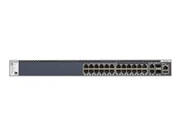 NETGEAR M4300-28G - Kytkin - L3 - Hallinnoitu - 2 x 10/100/1000/10000 + 2 x 10 Gigabit SFP+ + 24 x 10/100/1000 - ilmavirtaus edestä taaksepäin - telineeseen asennettava GSM4328S-100NES