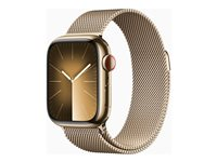 Apple Watch Series 9 (GPS + Cellular) - 41 mm - kulta ruostumaton teräs - älykello kanssa milanese loop - 64 Gt - Wi-Fi, Bluetooth, UWB, LTE - 4G - 42.3 g MRJ73KS/A