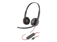 Poly Blackwire 3220 - Blackwire 3200 Series - micro-casque - sur-oreille - filaire - Suppresseur de bruit actif - USB-C - noir - Certifié Skype, Certifié Avaya, certifié Cisco Jabber, certifié UC 8X228A6