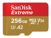 SanDisk Extreme - Flash-muistikortti - 256 Gt - A2 / Video Class V30 / UHS-I U3 / Class10 - microSDXC UHS-I SDSQXAV-256G-GN6GN