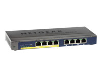 NETGEAR GS108P - Switch - 8 x 10/100/1000 - skrivbordsmodell - PoE - Likström GS108P-100EUS