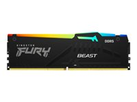 Kingston FURY Beast RGB - DDR5 - moduuli - 16 Gt - DIMM 288 nastaa - 5200 MHz / PC5-41600 - CL36 - 1.25 V - puskuroimaton - on-die ECC - musta KF552C36BBEA-16