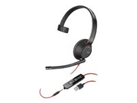 HP Poly Blackwire 5210 - Headset - på örat - kabelansluten - USB, 3,5 mm kontakt - svart - Certifierad för Microsoft-teams, Certifierad för Skype for Buisness, Cisco Jabber-certifierad, Avaya-certifierad 80R98A6