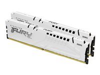 Kingston FURY Beast - DDR5 - pakkaus - 32 Gt: 2 x 16 Gt - DIMM 288 nastaa - 6000 MHz / PC5-48000 - CL30 - 1.4 V - puskuroimaton - on-die ECC - valkoinen KF560C30BWEK2-32