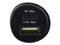 BIGBEN Connected - Adaptateur d'alimentation pour voiture - 3 A (USB, 24 pin USB-C) - noir CAC2USBACW