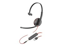 HP Poly Blackwire 3215 - Blackwire 3200 Series - headset - på örat - kabelansluten - USB-A, 3,5 mm kontakt - svart - Skype-certifierat, Cisco Jabber-certifierad, Avaya-certifierad 80S06AA