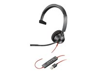 Poly Blackwire 3310 - Blackwire 3300 series - micro-casque - sur-oreille - filaire - Suppresseur de bruit actif - USB-A - noir 767F7AA