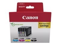 Canon PGI-2500 BK/C/M/Y Multipack - 4 pakettia - musta, keltainen, sinivihreä, magenta - alkuperäinen - mustesäiliö malleihin MAXIFY iB4050, iB4150, MB5150, MB5155, MB5350, MB5450 9290B006