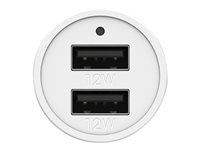 OtterBox - Auton virtasovitin - 12 watti(a) - 2.4 A - 2 lähtöliittimet (USB) - pilviunelman valkoinen 78-52701