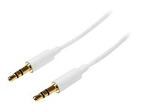 Startech 1m White Slim 3.5mm Stereo Audio Cable - 3.5mm Audio Aux Stereo - Male to Male Headphone Cable - 2x 3.5mm Mini Jack (M) White (MU1MMMSWH) - Ljudkabel - mini-phone stereo 3.5 mm hane till mini-phone stereo 3.5 mm hane - 1 m - vit MU1MMMSWH