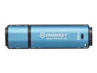 Kingston IronKey Vault Privacy 50 Series - USB Flash-asema - salattu - 256 Mt - USB 3.2 Gen 1 - TAA-yhteensopiva IKVP50/256GB