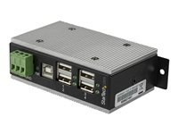 Startech USB 2.0-hubb med 4 portar - Industriell USB-A-hubb i metall med ESD- och 350 W överspänningsskydd - Utökad driftstemperatur -40 till 85 &degC - monterbar på DIN-skena/vägg/skrivbord - USB-expansionshubb - Hubb - 4 x USB 2.0 - DIN-skenmonterbar - Likström - TAA-kompatibel - för P/N: ITB20D3250 HB20A4AME